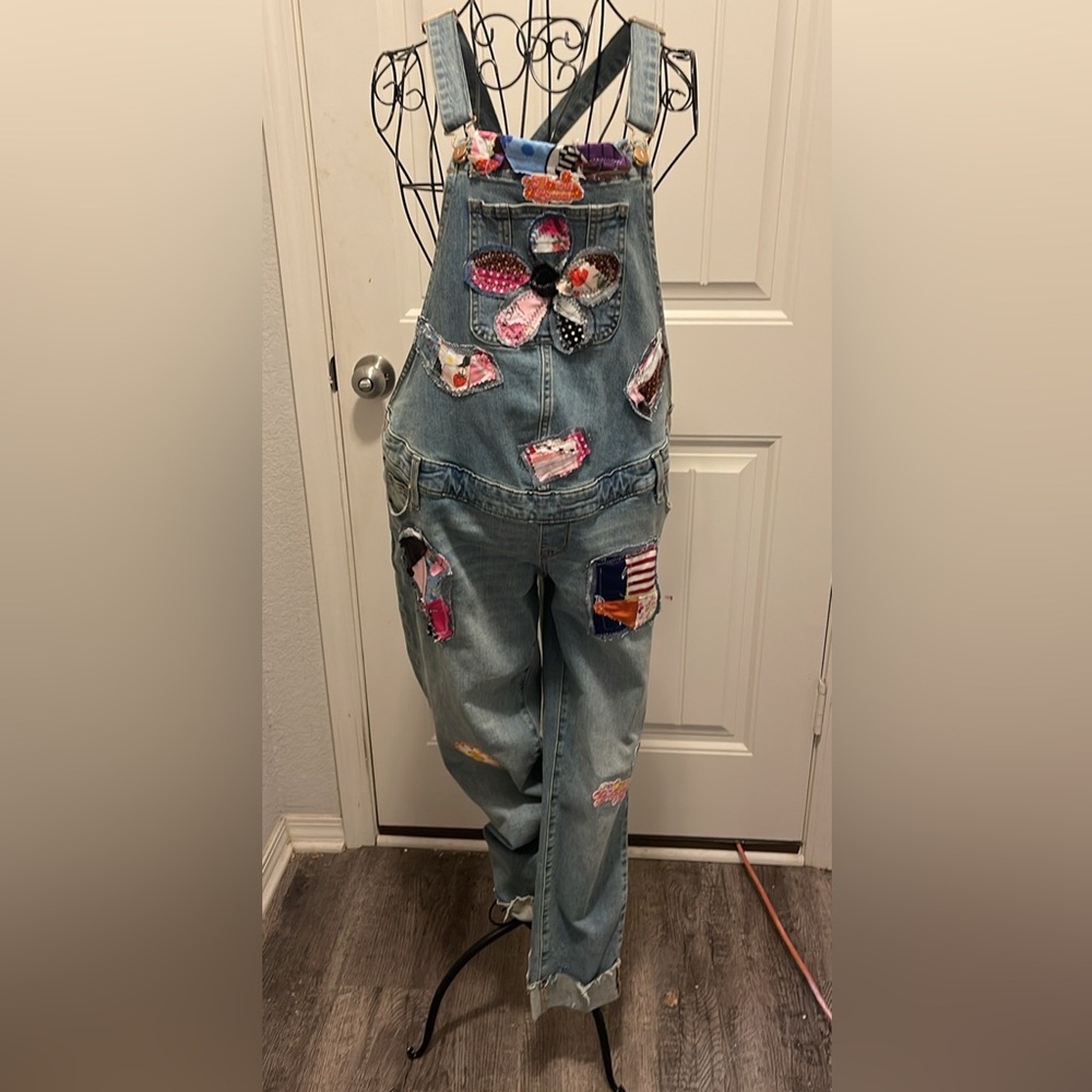 Patchwork Denim Overalls